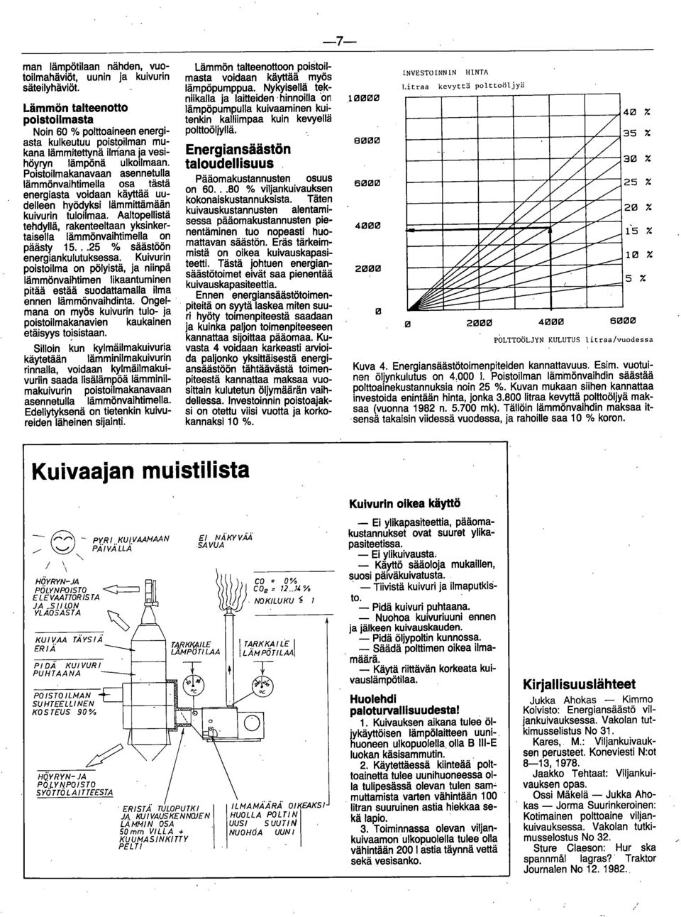 Poistoilmakanavaan asennetulla lämmönvaihtimella osa tästä energiasta voidaan käyttää uudelleen hyödyksi lämmittämään kuivurin tuloilmaa.