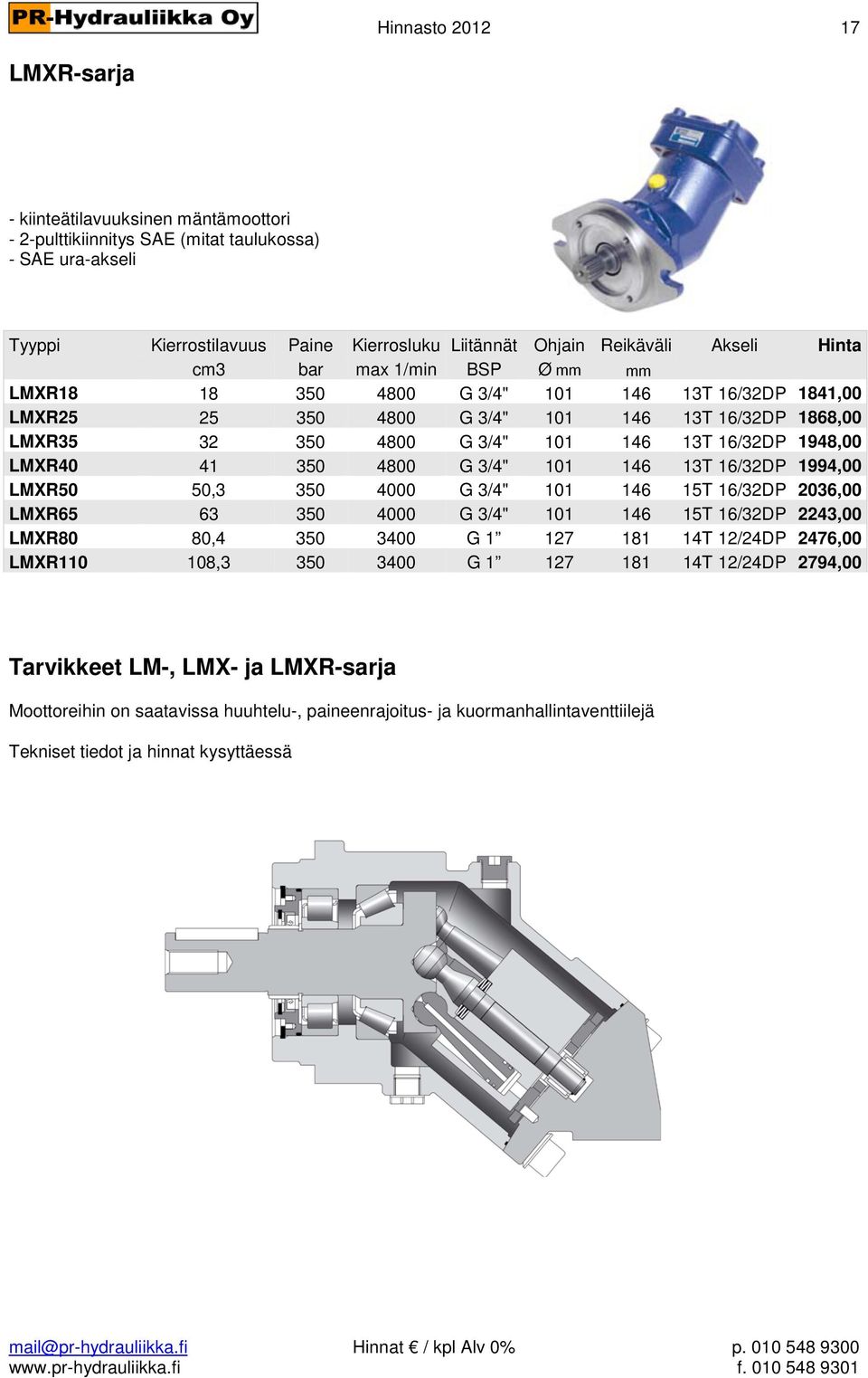 LMXR40 41 350 4800 G 3/4" 101 146 13T 16/32DP 1994,00 LMXR50 50,3 350 4000 G 3/4" 101 146 15T 16/32DP 2036,00 LMXR65 63 350 4000 G 3/4" 101 146 15T 16/32DP 2243,00 LMXR80 80,4 350 3400 G 1 127 181