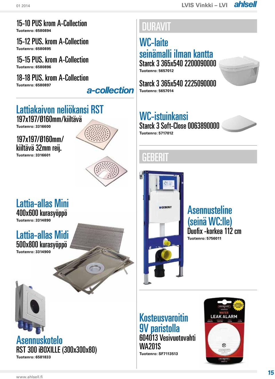 3316601 DURAVIT WC-laite seinämalli ilman kantta Starck 3 365x540 2200090000 5657012 Starck 3 365x540 2225090000 5657014 WC-istuinkansi Starck 3 Soft-Close 0063890000 5717012
