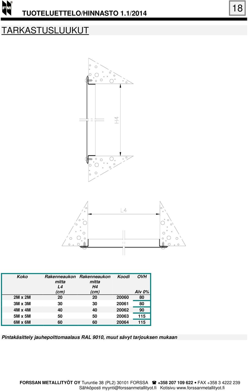 x 4M 40 40 20062 90 5M x 5M 50 50 20063 115 6M x 6M 60 60 20064 115