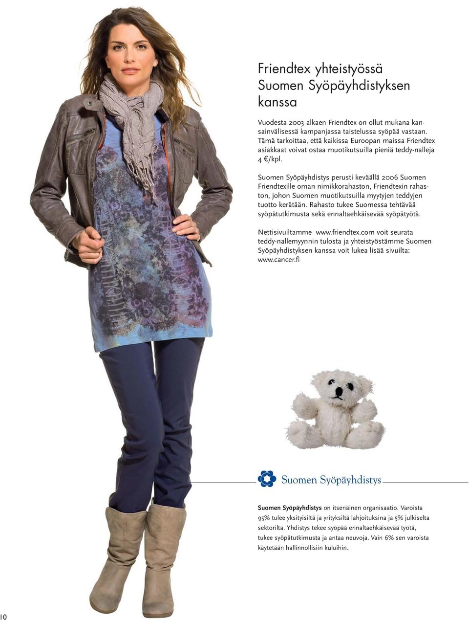 Suomen Syöpäyhdistys perusti keväällä 2006 Suomen Friendtexille oman nimikkorahaston, Friendtexin rahaston, johon Suomen muotikutsuilla myytyjen teddyjen tuotto kerätään.
