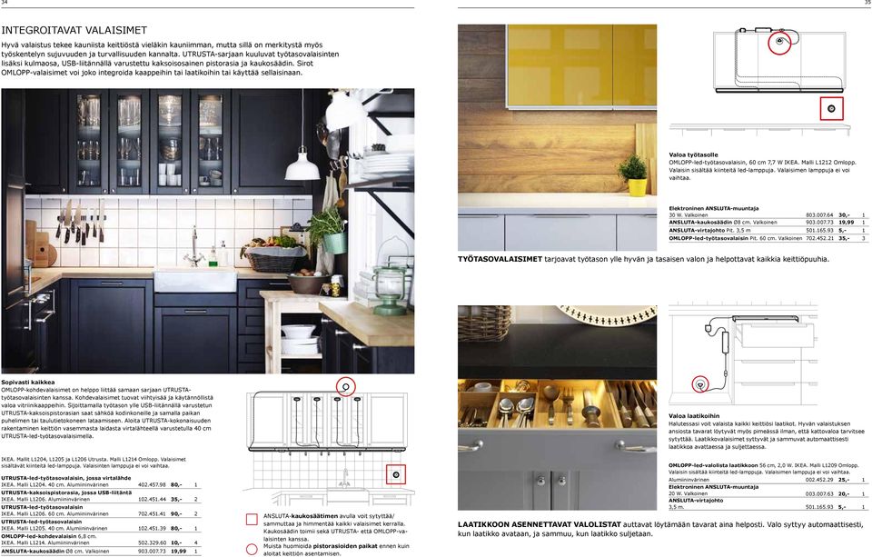 Sirot OMLOPP-valaisimet voi joko integroida kaappeihin tai laatikoihin tai käyttää sellaisinaan. Valoa työtasolle OMLOPP-led-työtasovalaisin, 60 7,7 W IKEA. Malli L1212 Omlopp.