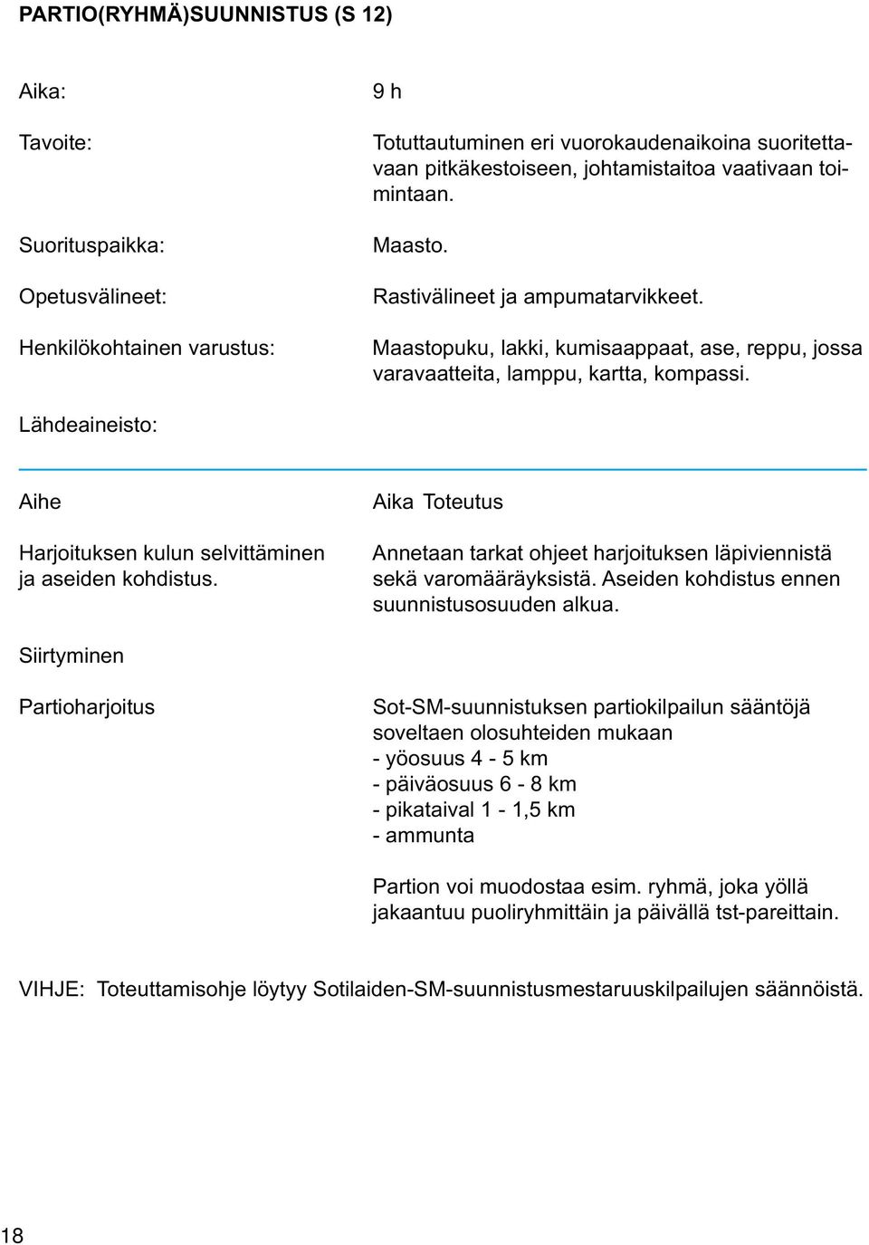 Lähdeaineisto: Aihe Harjoituksen kulun selvittäminen ja aseiden kohdistus. Aika Toteutus Annetaan tarkat ohjeet harjoituksen läpiviennistä sekä varomääräyksistä.