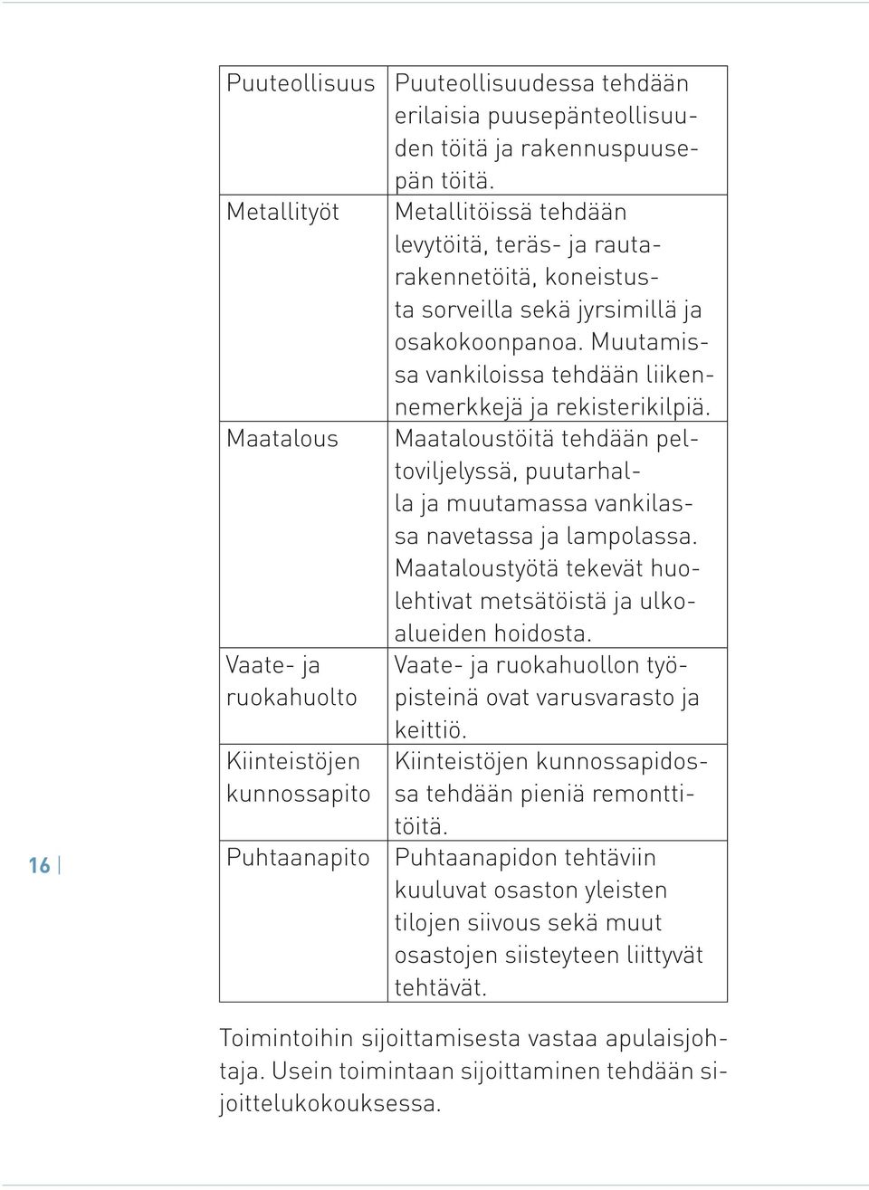 Maatalous Maataloustöitä tehdään peltoviljelyssä, puutarhalla ja muutamassa vankilassa navetassa ja lampolassa. Maataloustyötä tekevät huolehtivat metsätöistä ja ulkoalueiden hoidosta.