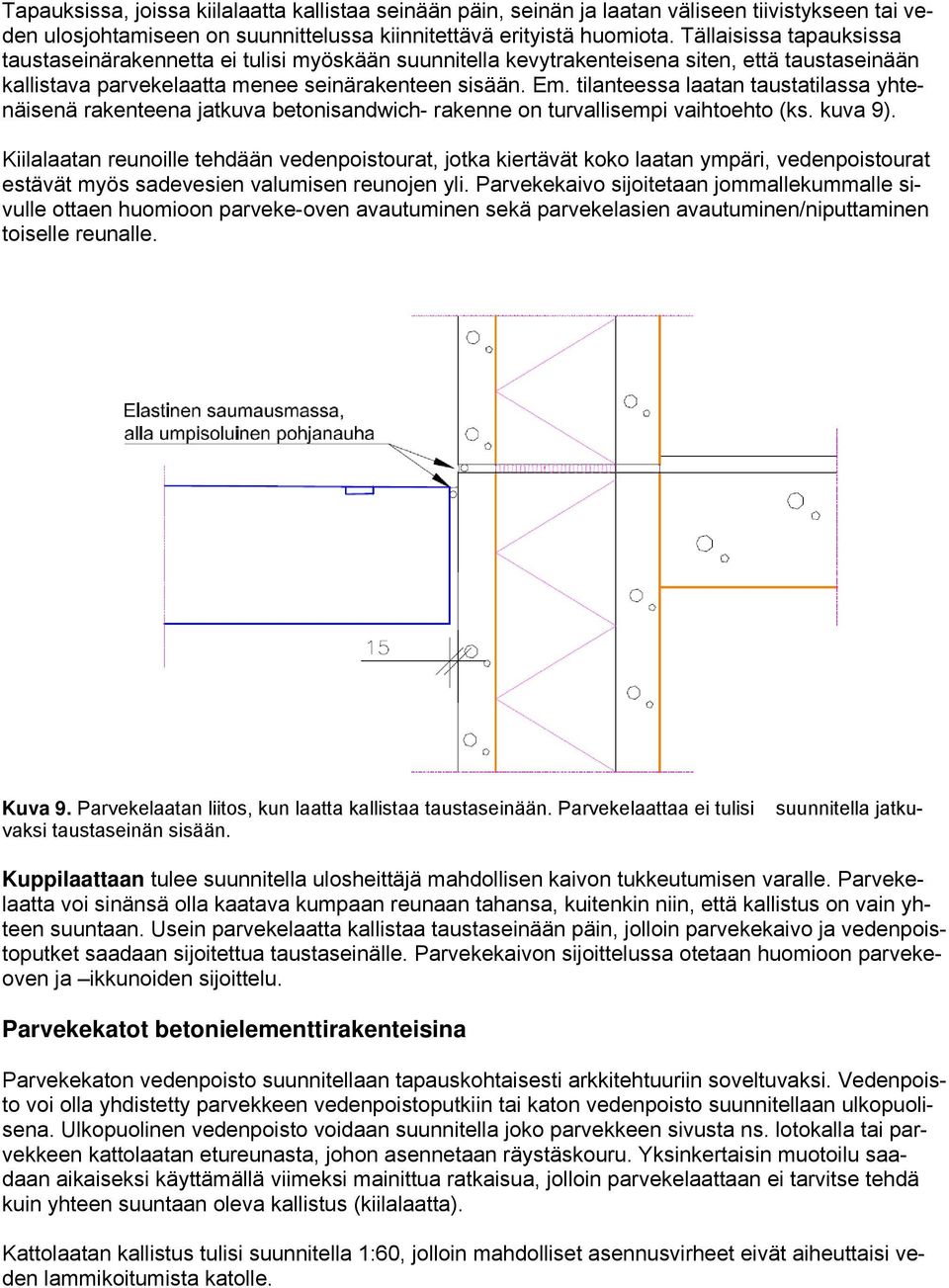 tilanteessa laatan taustatilassa yhtenäisenä rakenteena jatkuva betonisandwich- rakenne on turvallisempi vaihtoehto (ks. kuva 9).