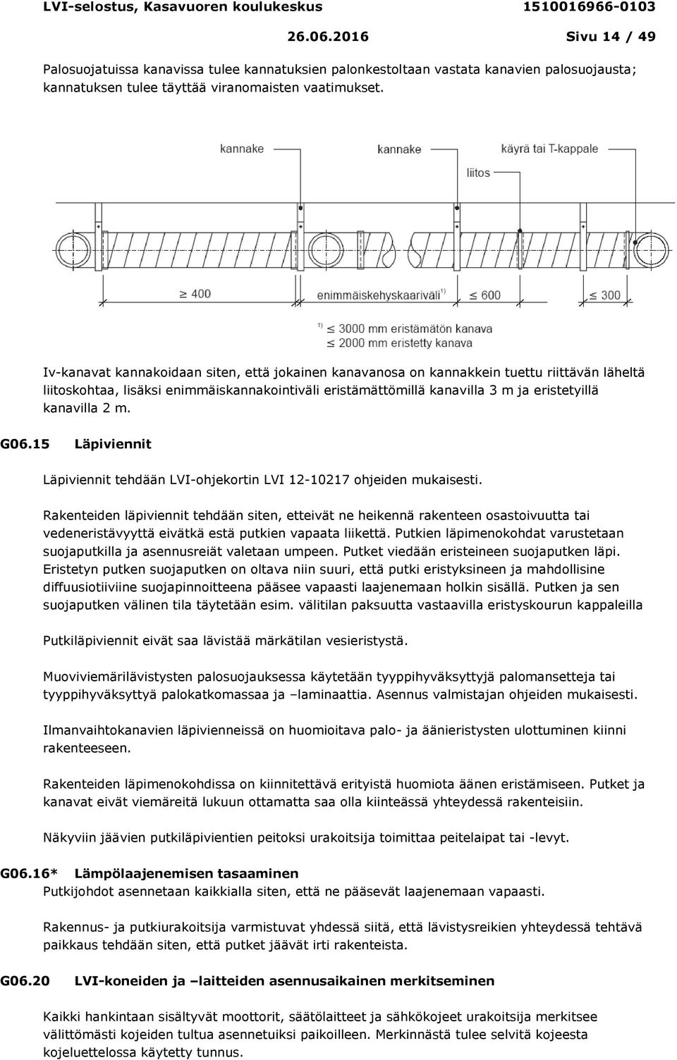 m. G06.15 Läpiviennit Läpiviennit tehdään LVI-ohjekortin LVI 12-10217 ohjeiden mukaisesti.