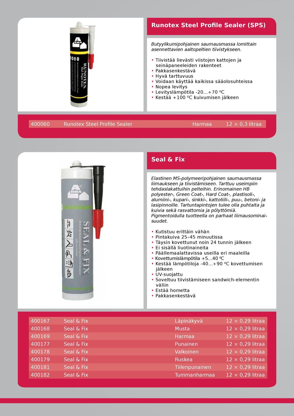 kuivumisen jälkeen 400060 Runotex Steel Profile Sealer Harmaa 12 0,3 litraa Seal & Fix Elastinen MS-polymeeripohjainen saumausmassa liimaukseen ja tiivistämiseen.