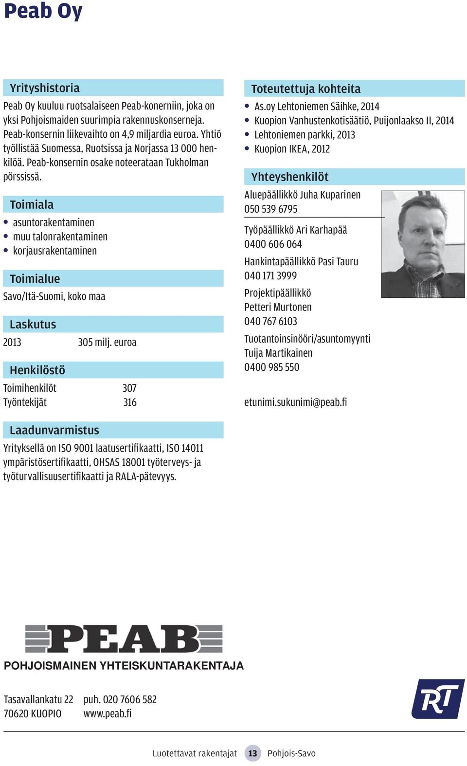 asuntorakentaminen muu talonrakentaminen korjausrakentaminen Savo/Itä-Suomi, koko maa 2013 305 milj. euroa Toimihenkilöt 307 Työntekijät 316 As.