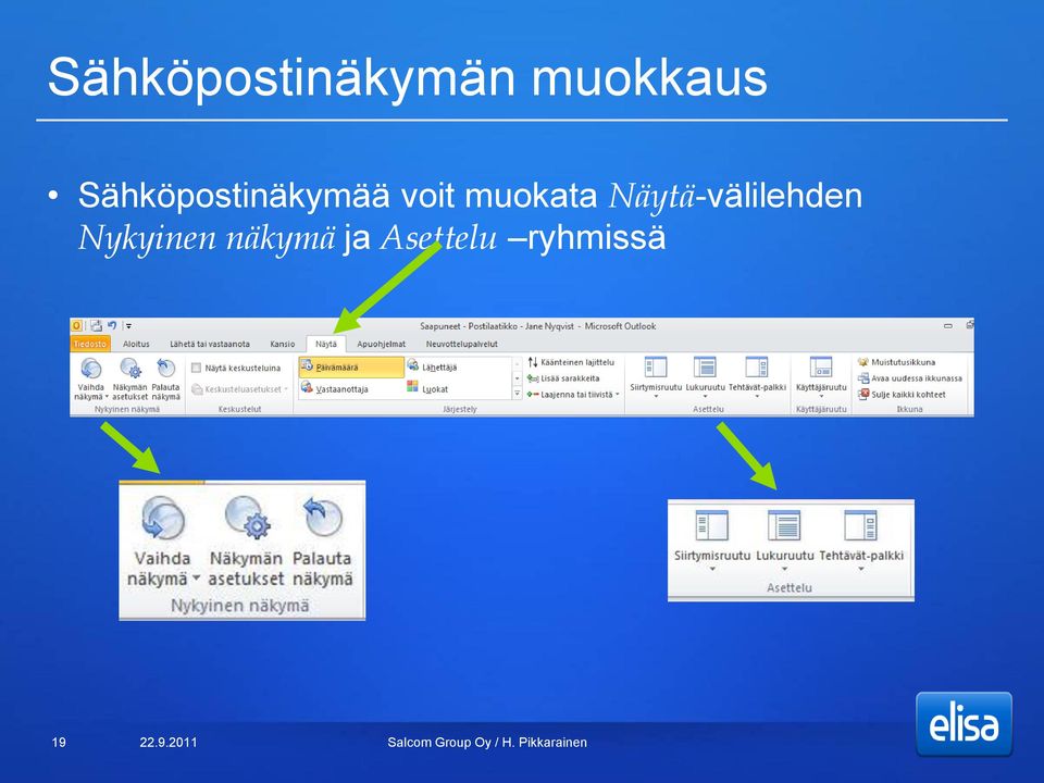 muokata Näytä-välilehden