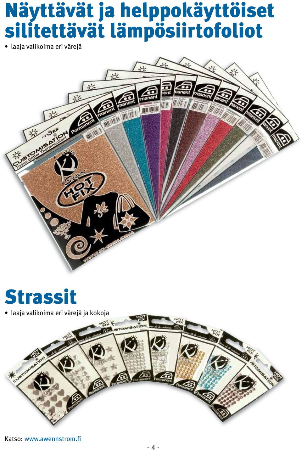valikoima eri värejä Strassit laaja