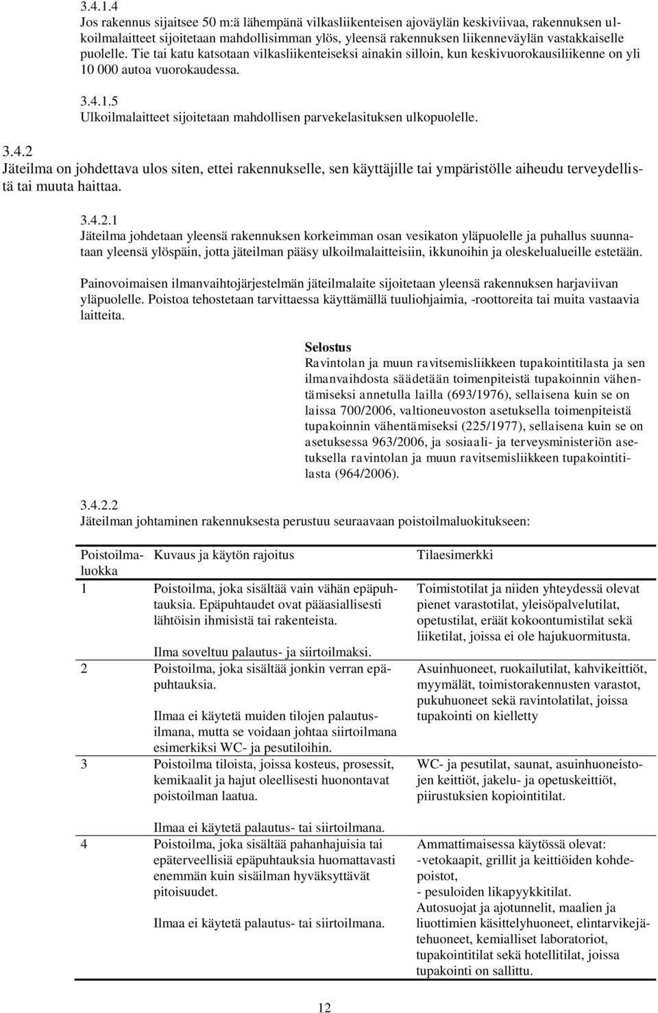 .4. Jäteilma on johdettava ulos siten, ettei rakennukselle, sen käyttäjille tai ympäristölle aiheudu terveydellistä tai muuta haittaa..4..1 Jäteilma johdetaan yleensä rakennuksen korkeimman osan