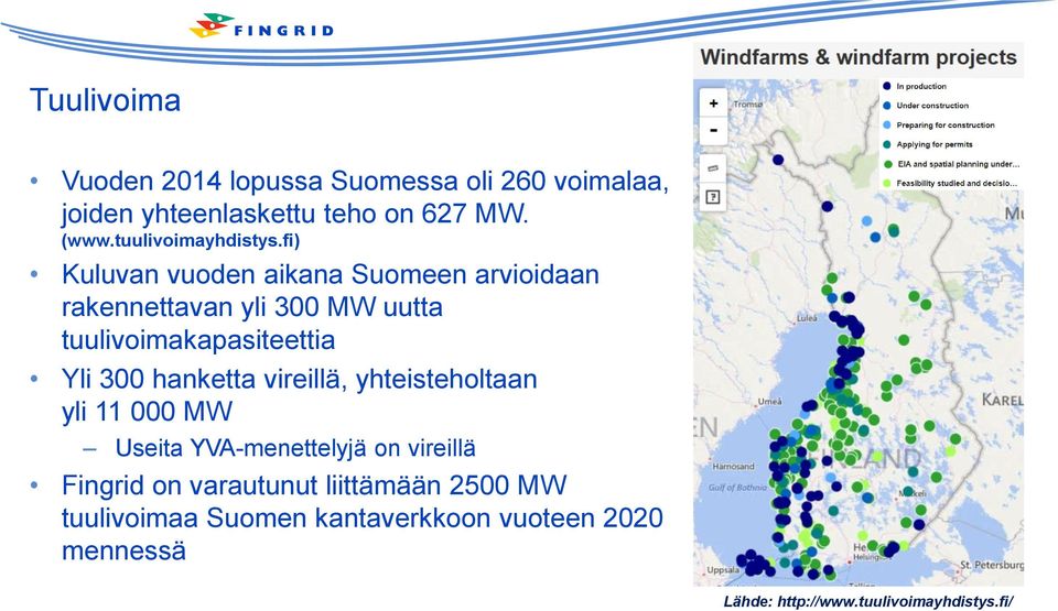 fi) Kuluvan vuoden aikana Suomeen arvioidaan rakennettavan yli 300 MW uutta tuulivoimakapasiteettia Yli 300