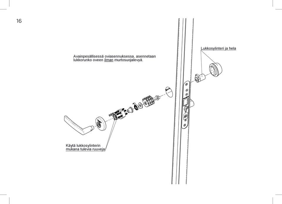 asennetaan lukkorunko oveen ilman