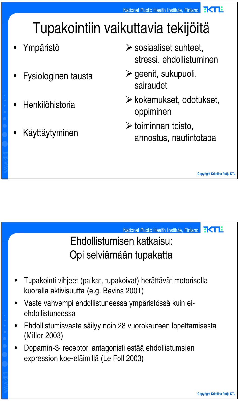 vihjeet (paikat, tupakoivat) herättävät motorisella kuorella aktivisuutta (e.g.