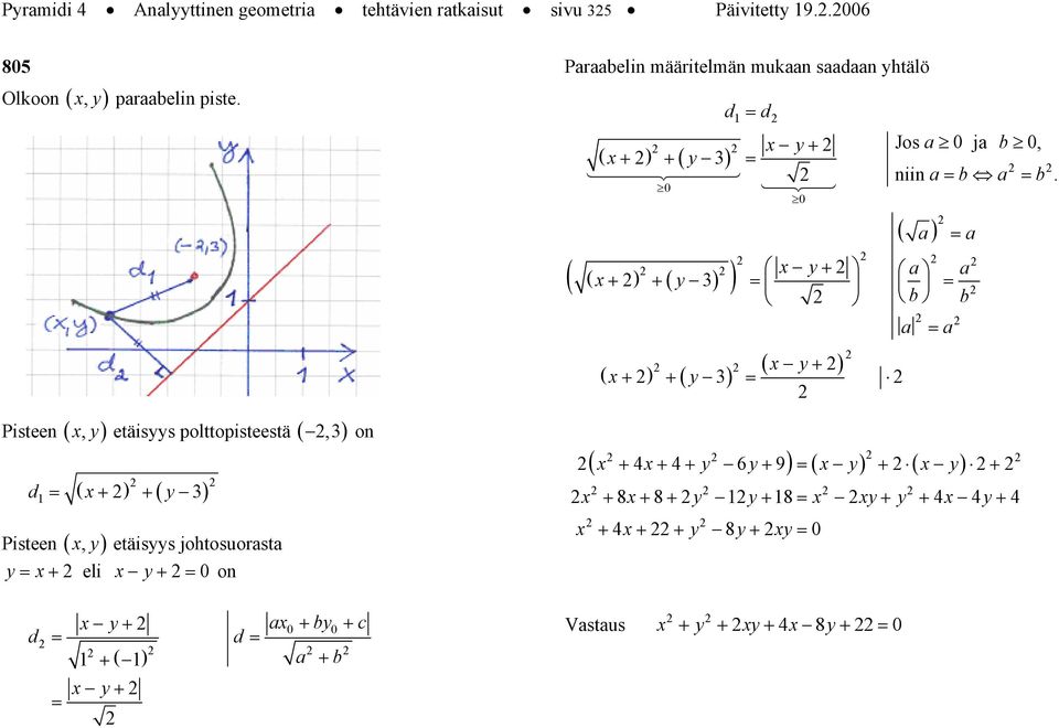 määritelmän mukn sdn yhtälö d ( ( ) ( y ) ) ( ) ( y ) y+ Jos j b, ( + ) + ( y ) = niin = b = b.