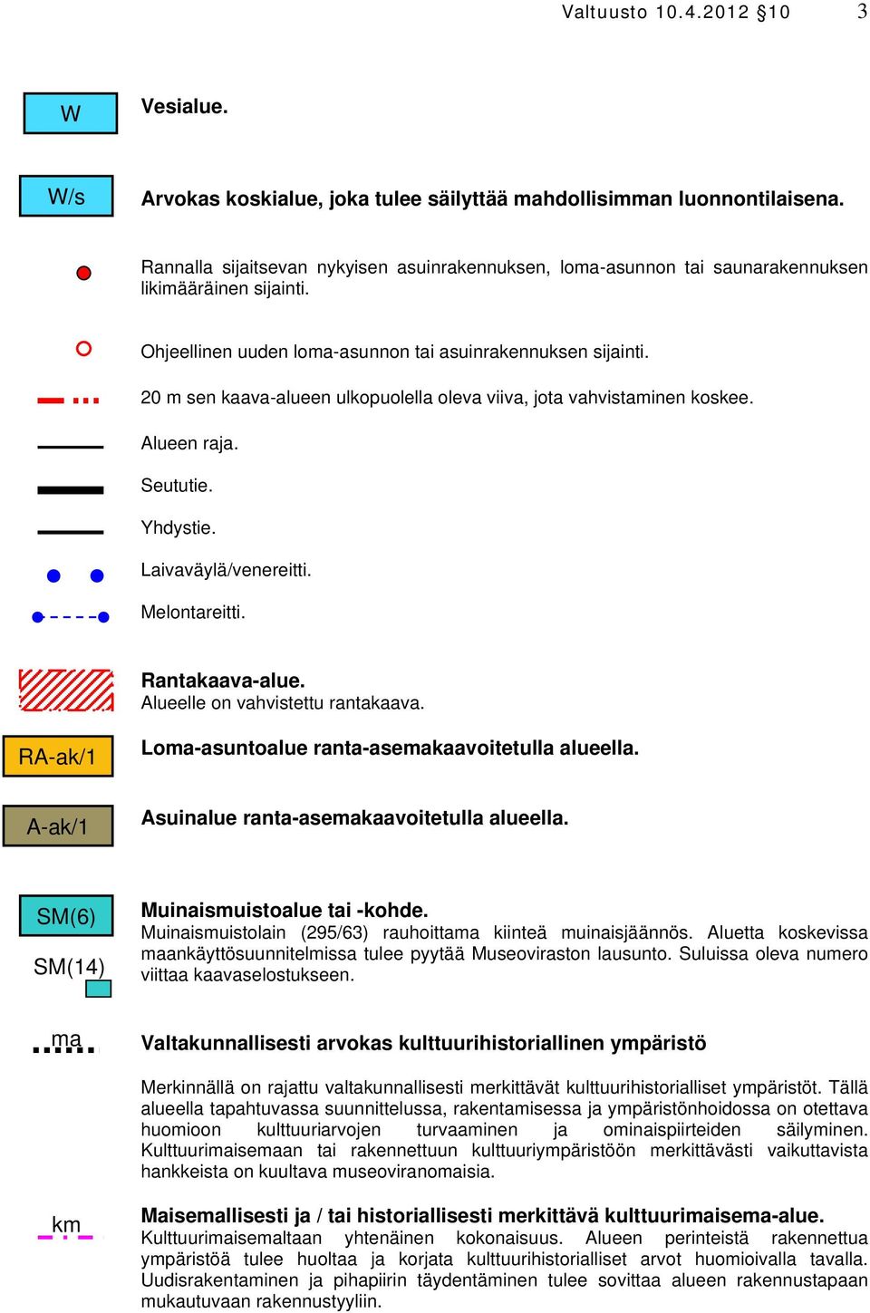 20 m sen kaava-alueen ulkopuolella oleva viiva, jota vahvistaminen koskee. Alueen raja. Seututie. Yhdystie. Laivaväylä/venereitti. Melontareitti. Rantakaava-alue. Alueelle on vahvistettu rantakaava.