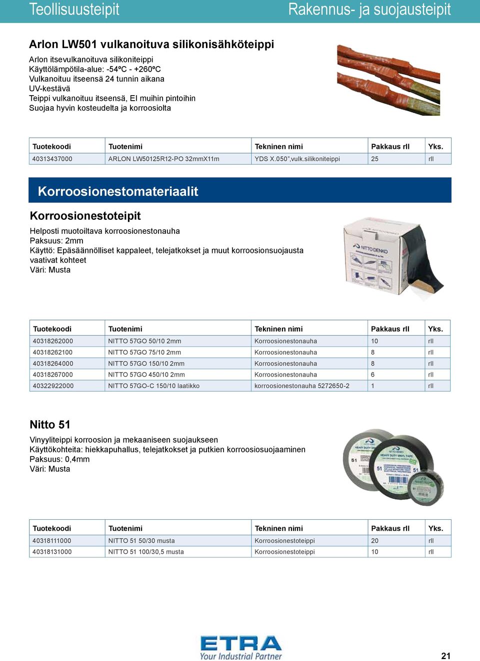 silikoniteippi 25 rll Korroosionestomateriaalit Korroosionestoteipit Helposti muotoiltava korroosionestonauha Paksuus: 2mm Käyttö: Epäsäännölliset kappaleet, telejatkokset ja muut korroosionsuojausta