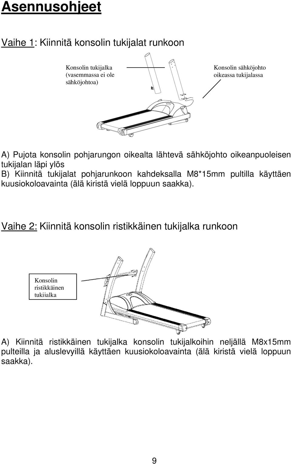 käyttäen kuusiokoloavainta (älä kiristä vielä loppuun saakka).