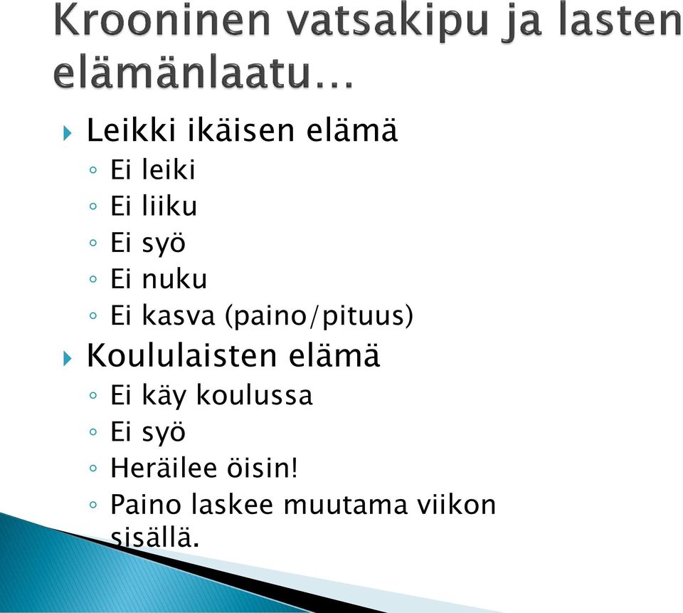 Koululaisten elämä Ei käy koulussa Ei syö