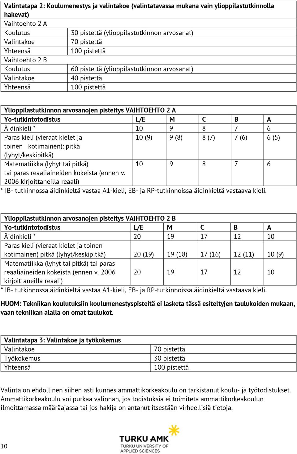 Yo-tutkintotodistus L/E M C B A Äidinkieli * 10 9 8 7 6 Paras kieli (vieraat kielet ja 10 (9) 9 (8) 8 (7) 7 (6) 6 (5) toinen kotimainen): pitkä (lyhyt/keskipitkä) Matematiikka (lyhyt tai pitkä) 10 9