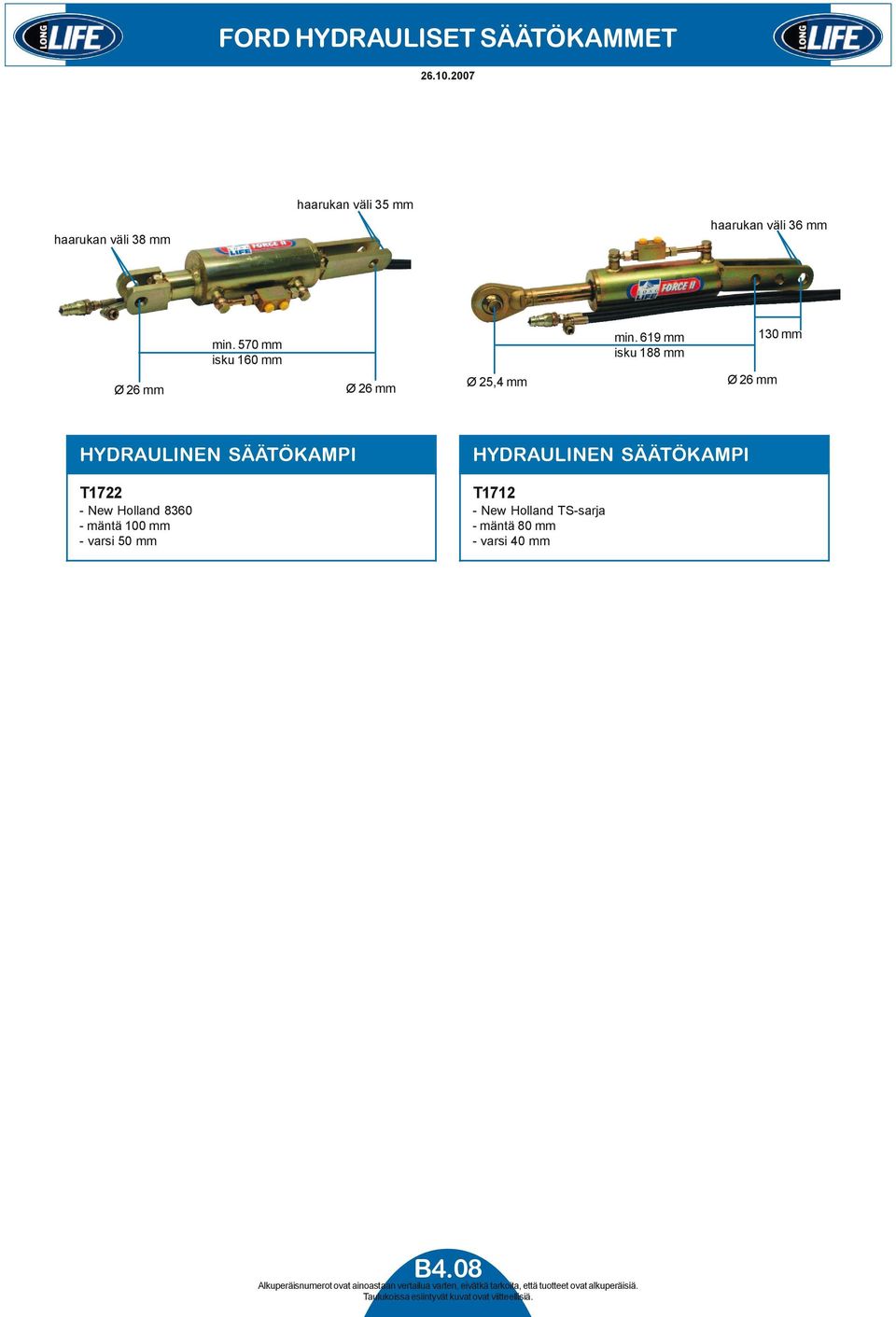 570 mm isku 160 mm min.