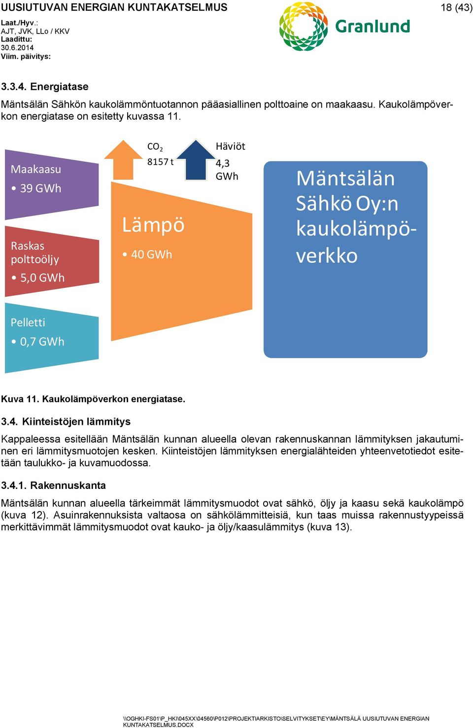 GWh Häviöt 4,3 GWh Mäntsälän Sähkö Oy:n kaukolämpöverkko 5,0 GWh Pelletti 0,7 GWh Kuva 11. Kaukolämpöverkon energiatase. 3.4. Kiinteistöjen lämmitys Kappaleessa esitellään Mäntsälän kunnan alueella olevan rakennuskannan lämmityksen jakautuminen eri lämmitysmuotojen kesken.