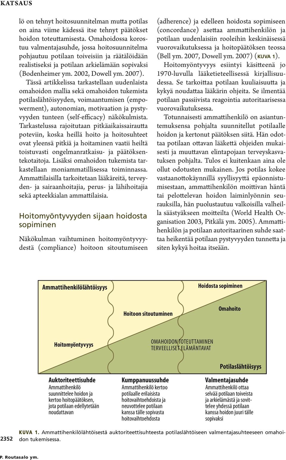 Tässä artikkelissa tarkastellaan uudenlaista omahoidon mallia sekä omahoidon tukemista potilaslähtöisyyden, voimaantumisen (empowerment), autonomian, motivaation ja pystyvyyden tunteen