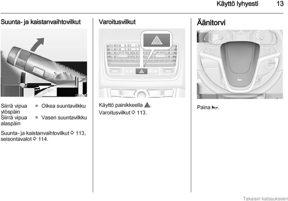 suuntavilkku = Vasen suuntavilkku Suunta- ja kaistanvaihtovilkut 3