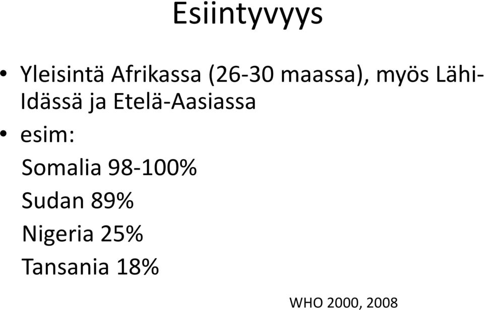 Etelä-Aasiassa esim: Somalia 98-100%