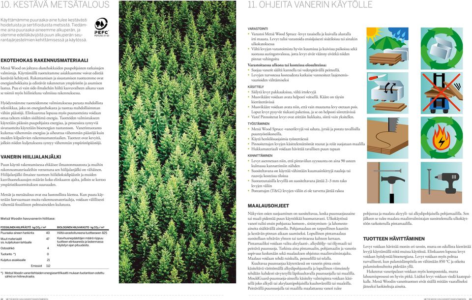 EKOTEHOKAS RAKENNUSMATERIAALI Metsä Wood on johtava ekotehokkaiden puupohjaisten ratkaisujen valmistaja. Käyttämällä tuotteitamme asiakkaamme voivat edistää kestävää kehitystä.