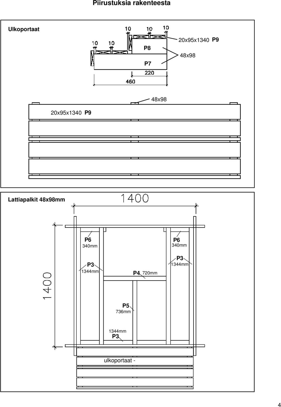 Lattiapalkit 48x98mm P6 340mm P6 340mm