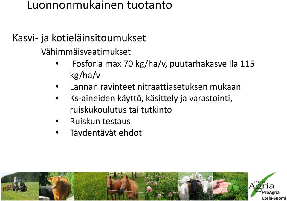 kg/ha/v Lannan ravinteet nitraattiasetuksen mukaan Ks-aineidenkäyttö,