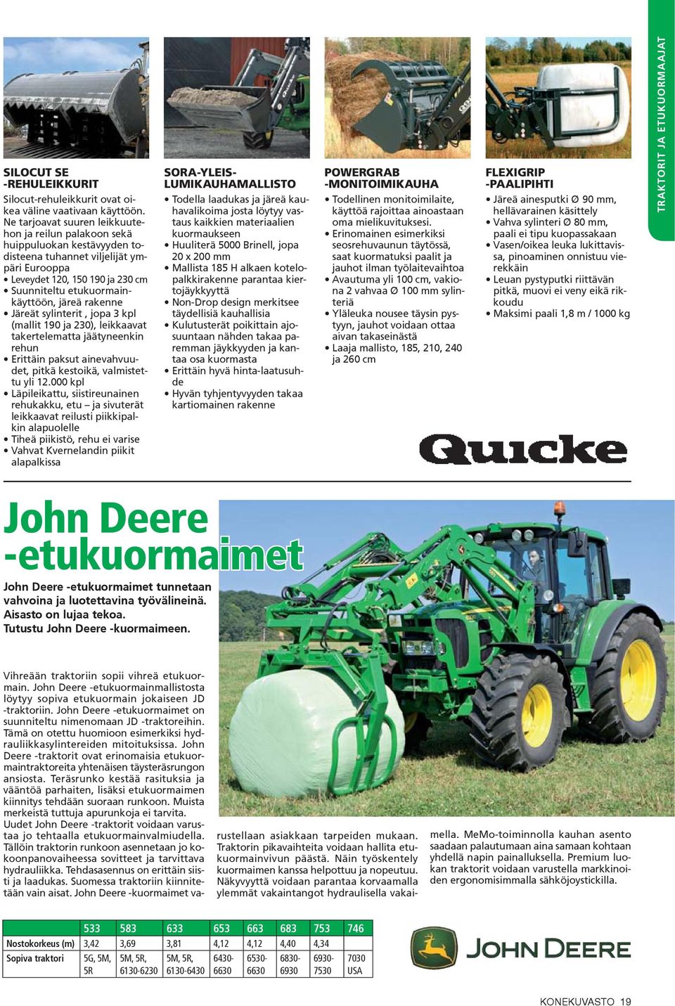 rakenne Järeät sylinterit, jopa 3 kpl (mallit 190 ja 230), leikkaavat takertelematta jäätyneenkin rehun Erittäin paksut ainevahvuudet, pitkä kestoikä, valmistettu yli 12.