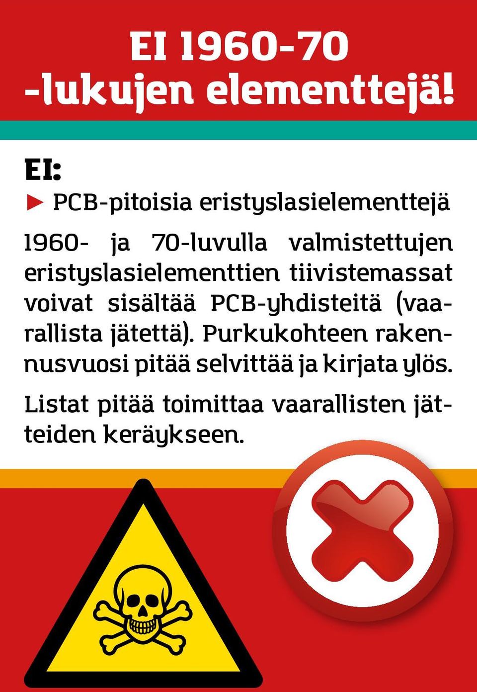 eristyslasielementtien tiivistemassat voivat sisältää PCB-yhdisteitä