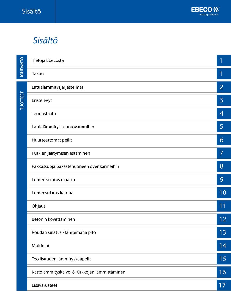 ovenkarmeihin Lumen sulatus maasta Lumensulatus katolta Ohjaus Betonin kovettaminen Roudan sulatus / lämpimänä pito