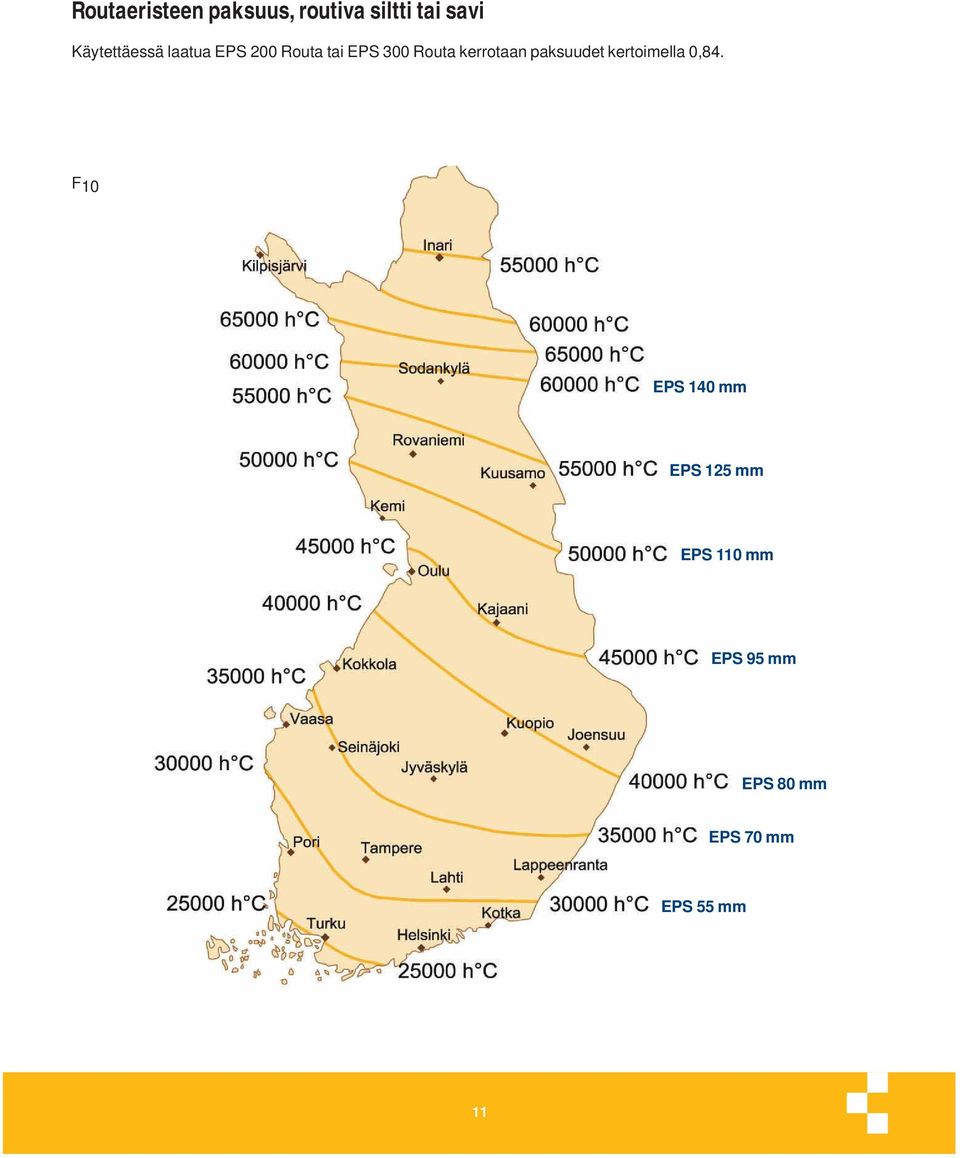 kerrotaan paksuudet kertoimella 0,84.