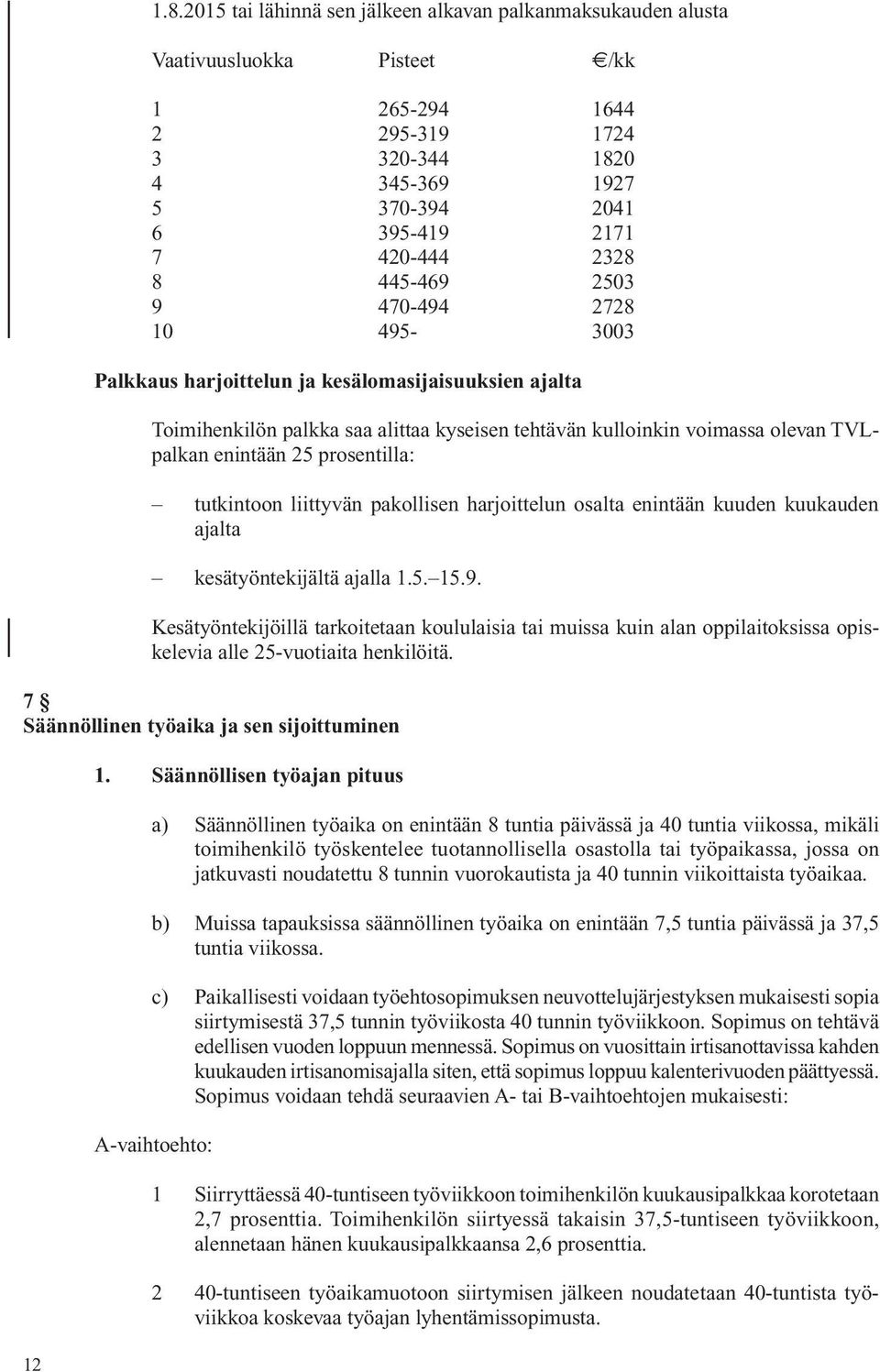 445-469 2503 9 470-494 2728 10 495-3003 Palkkaus harjoittelun ja kesälomasijaisuuksien ajalta Toimihenkilön palkka saa alittaa kyseisen tehtävän kulloinkin voi mas sa ole van TVLpalkan enintään 25