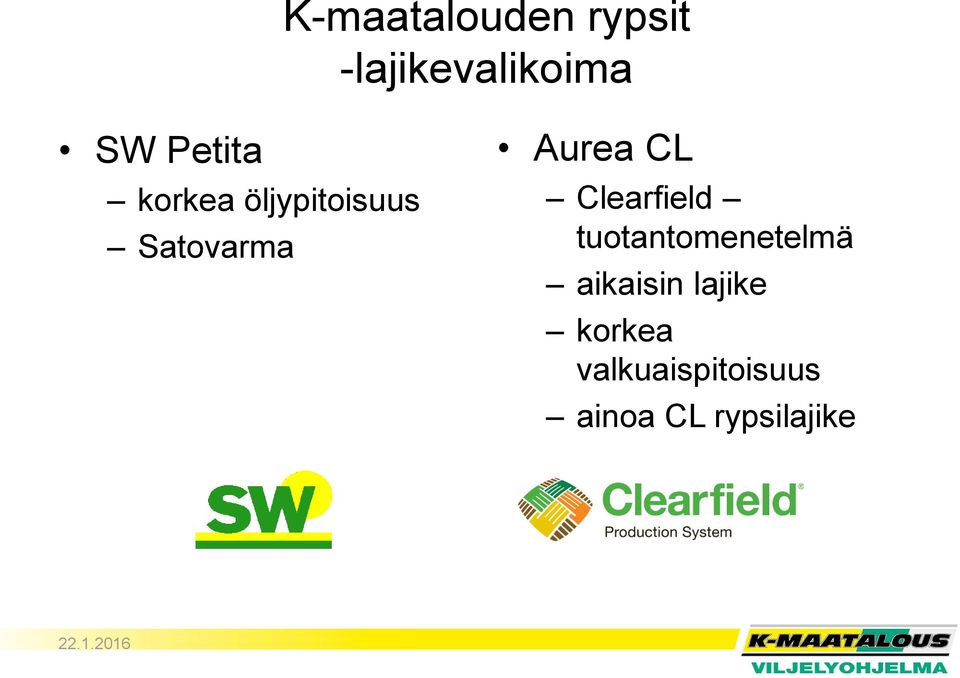 CL Clearfield tuotantomenetelmä aikaisin