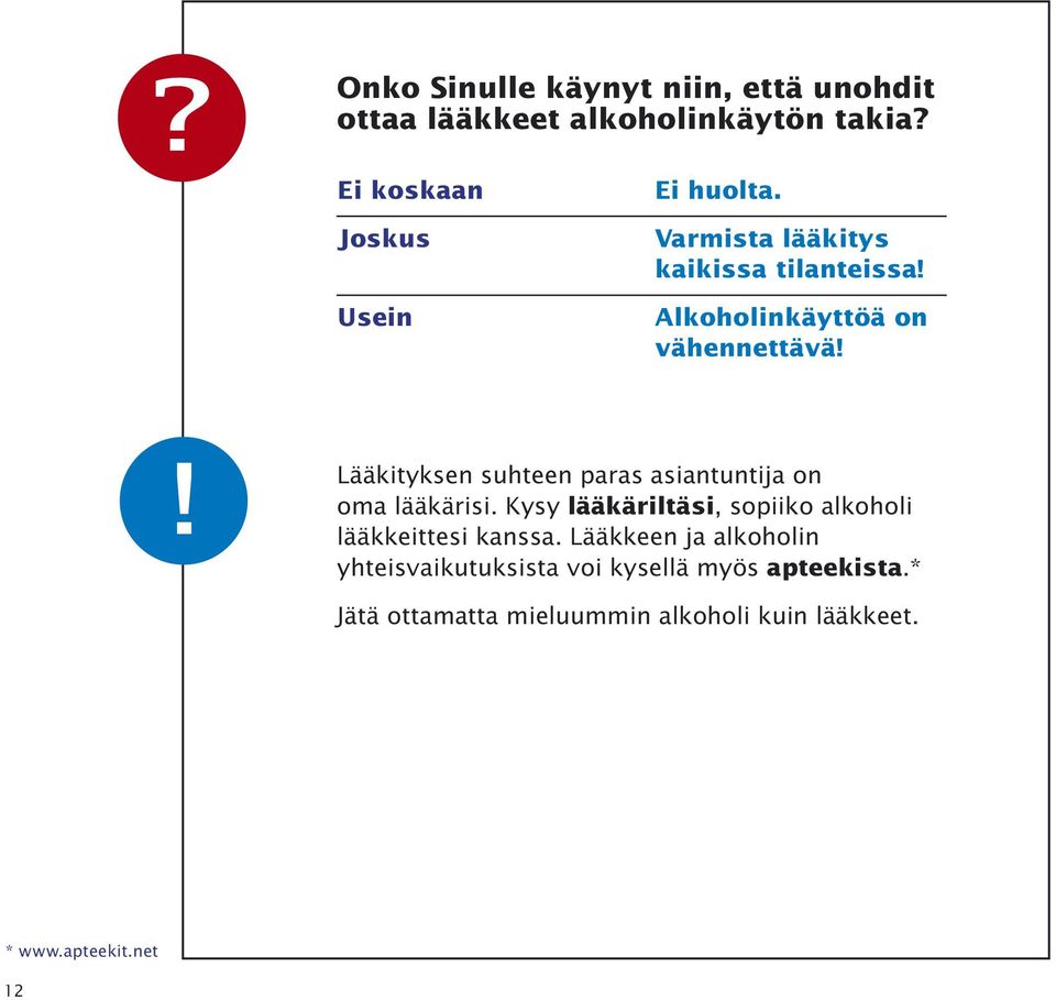 ! Lääkityksen suhteen paras asiantuntija on oma lääkärisi.