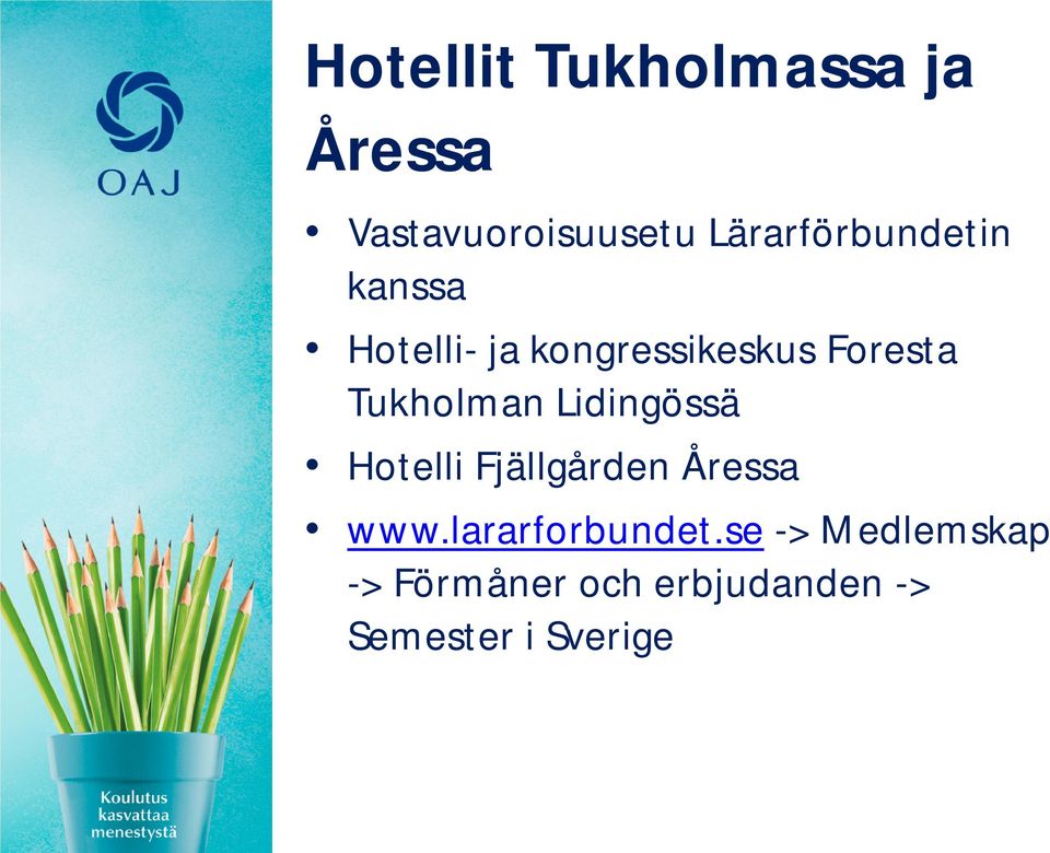 Tukholman Lidingössä Hotelli Fjällgården Åressa www.