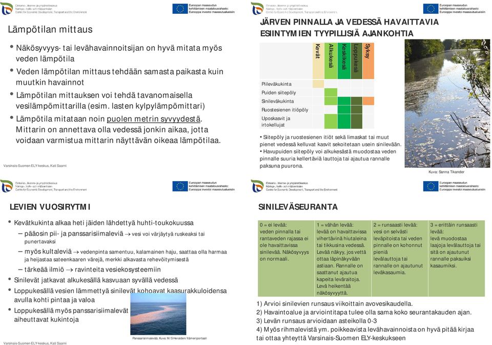 Mittarin on annettava olla vedessä jonkin aikaa, jotta voidaan varmistua mittarin näyttävän oikeaa lämpötilaa.