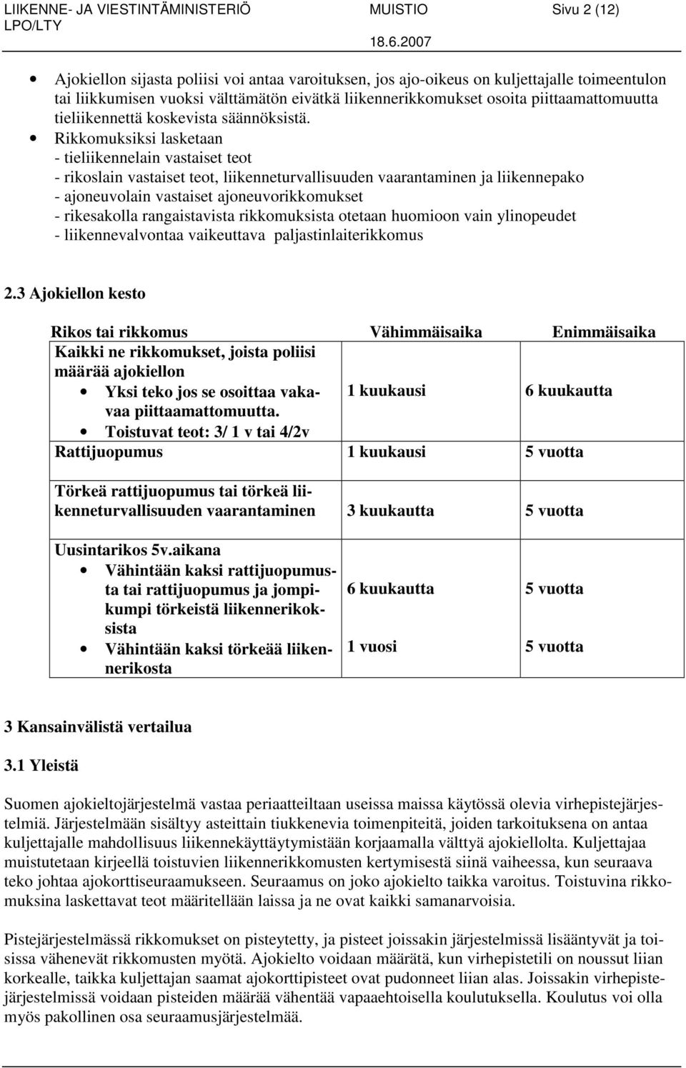 Rikkomuksiksi lasketaan - tieliikennelain vastaiset teot - rikoslain vastaiset teot, liikenneturvallisuuden vaarantaminen ja liikennepako - ajoneuvolain vastaiset ajoneuvorikkomukset - rikesakolla