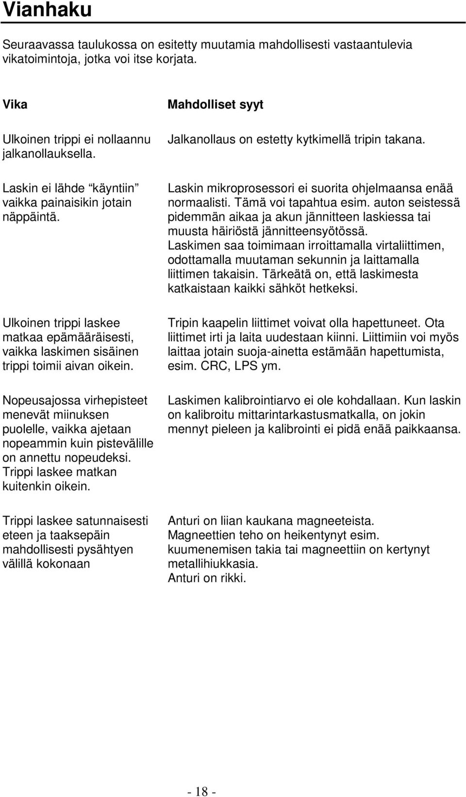 Nopeusajossa virhepisteet menevät miinuksen puolelle, vaikka ajetaan nopeammin kuin pistevälille on annettu nopeudeksi. Trippi laskee matkan kuitenkin oikein.