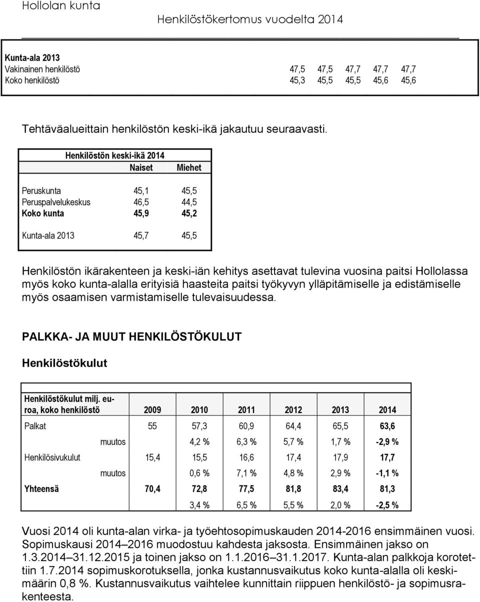 tulevina vuosina paitsi Hollolassa myös koko kunta-alalla erityisiä haasteita paitsi työkyvyn ylläpitämiselle ja edistämiselle myös osaamisen varmistamiselle tulevaisuudessa.