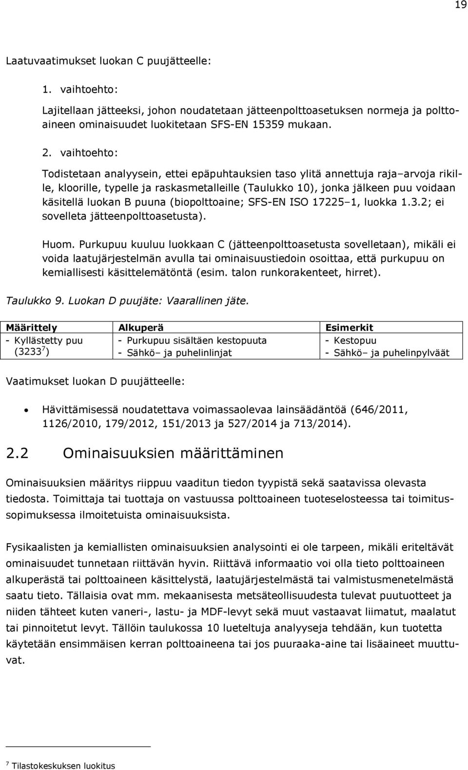 puuna (biopolttoaine; SFS-EN ISO 17225 1, luokka 1.3.2; ei sovelleta jätteenpolttoasetusta). Huom.