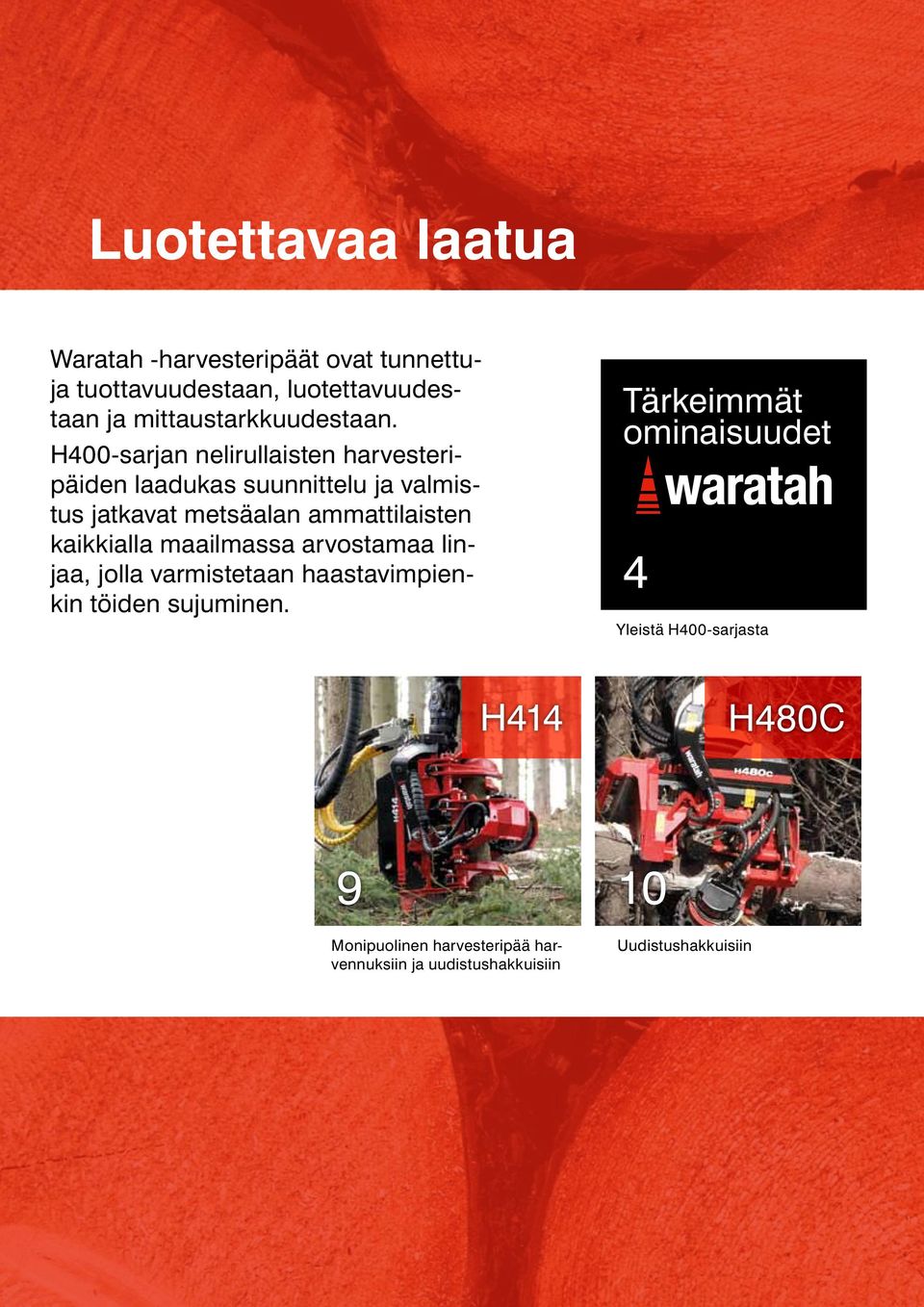 H400-sarjan nelirullaisten harvesteripäiden laadukas suunnittelu ja valmistus jatkavat metsäalan ammattilaisten