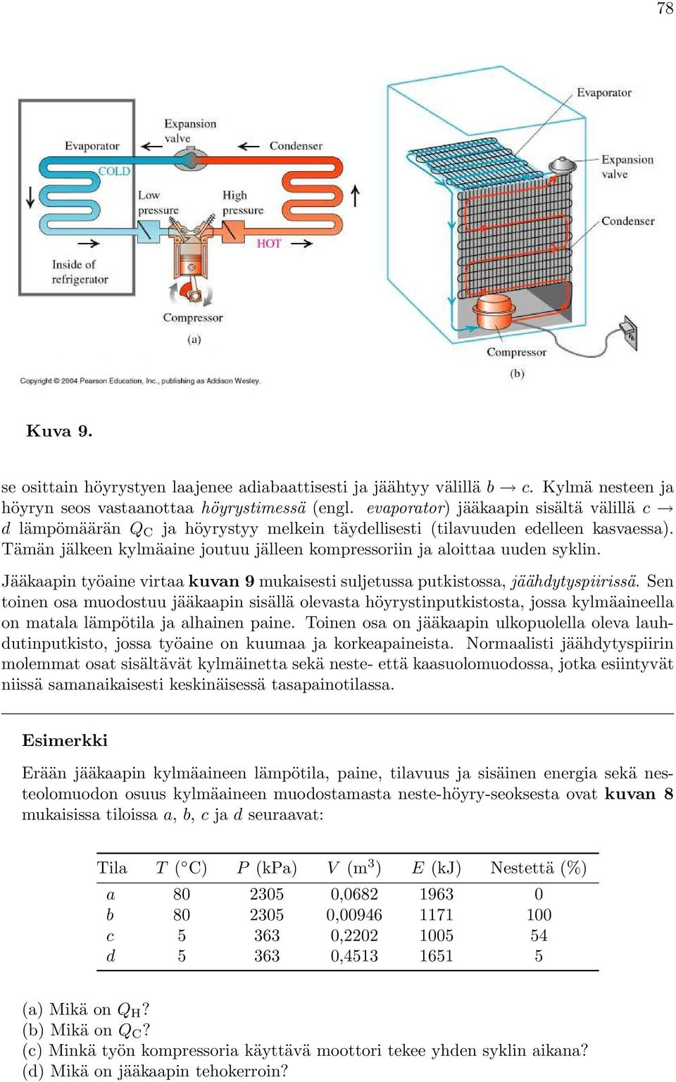 Tämän jälkeen kylmäaine joutuu jälleen kompressoriin ja aloittaa uuden syklin. Jääkaapin työaine virtaa kuvan 9 mukaisesti suljetussa putkistossa, jäähdytyspiirissä.