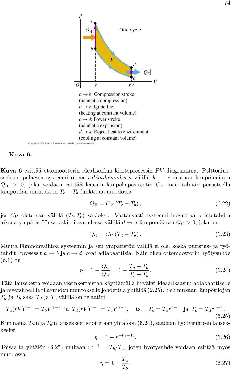 T b funktiona muodossa Q H = C V (T c T b ), (6.22) jos C V oletetaan välillä (T b, T c ) vakioksi.