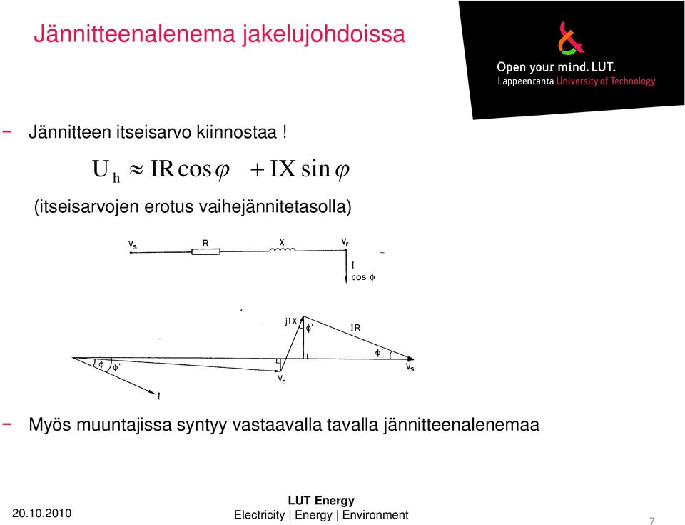 U h IR cos IX sin (itseisarvojen erotus