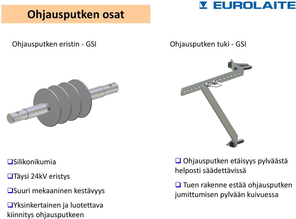 ja luotettava kiinnitys ohjausputkeen Ohjausputken etäisyys pylväästä